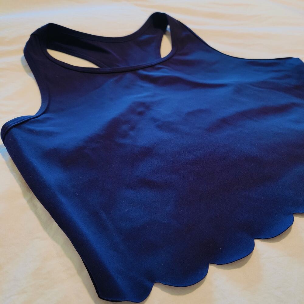 Attraco Navy Athletic Tank Sports Bra Scalloped Hem Activewear L - Picture 8 of 8